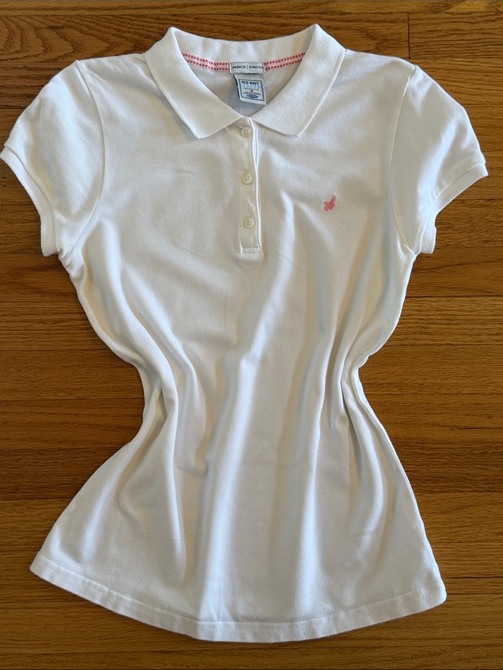 Old Navy White Polo with Pink Embroidered Logo